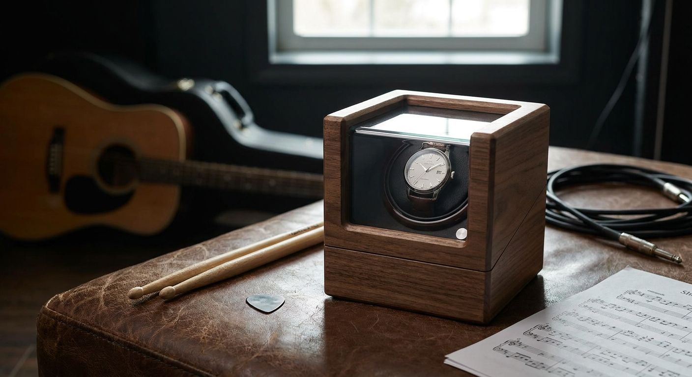 Watch winder for a musician: stage-ready storage