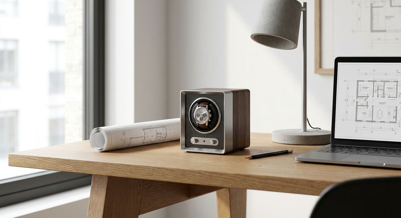 Watch winder for an architect: minimalist desk setups